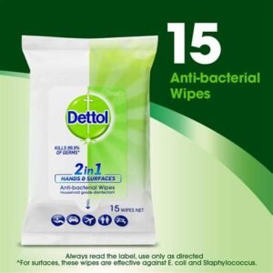 DETTOL 2IN1 ANTIBACTERIAL WIPES 15S